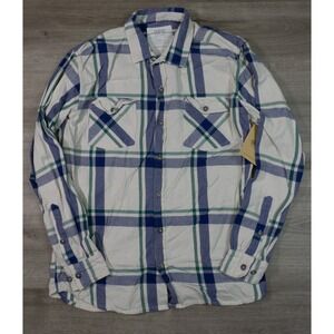 Original Paperbacks Twill Cotton Plaid Overshirt Mens Medium White F511BL NEW